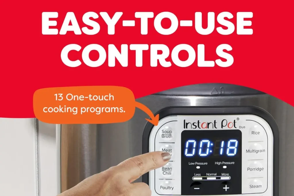The Instant Pot Duo 7-in-1 electric pressure cooker controls