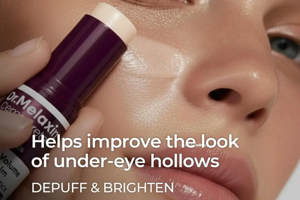 Dr.Melaxin Multi Balm texture for K-beauty glass skin applied as makeup primer.